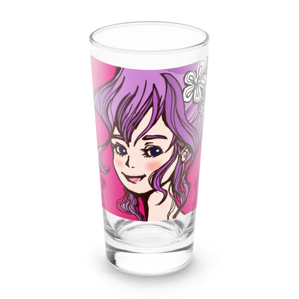 にじわたりねこの結い髪 Long Sized Water Glass :front