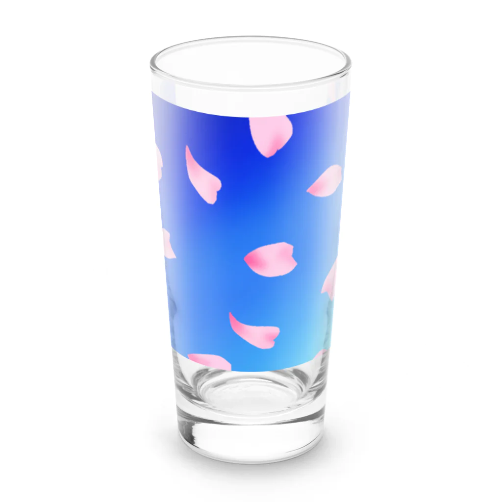 Lily bird（リリーバード）の花びらの舞う青空 Long Sized Water Glass :front