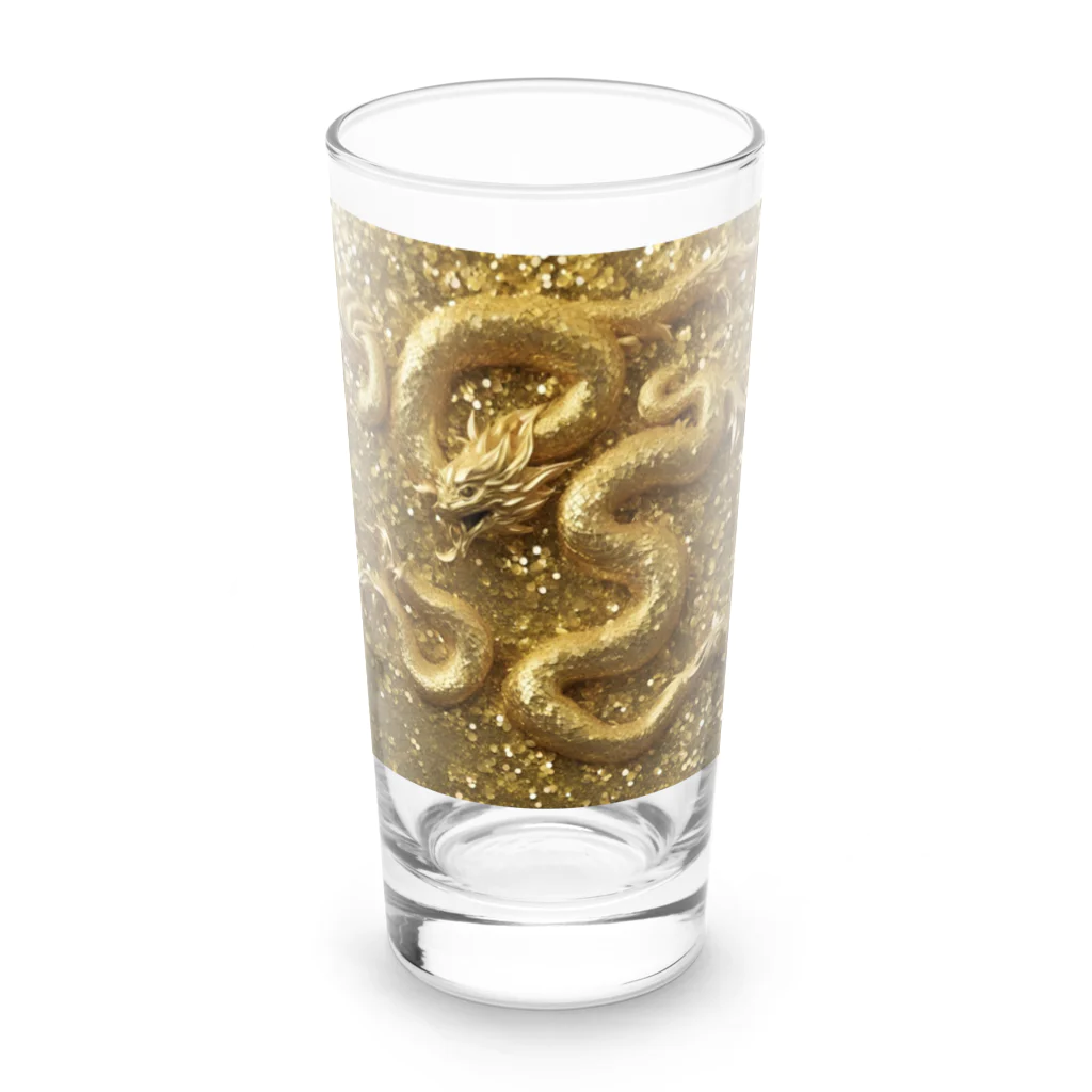 龍のエネルギーの煌めくゴールドドラゴン Long Sized Water Glass :front