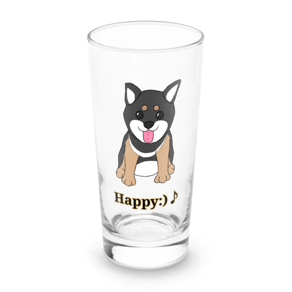 Lily bird（リリーバード）のうるうる黒柴犬ちゃん 英語ロゴ Long Sized Water Glass :front