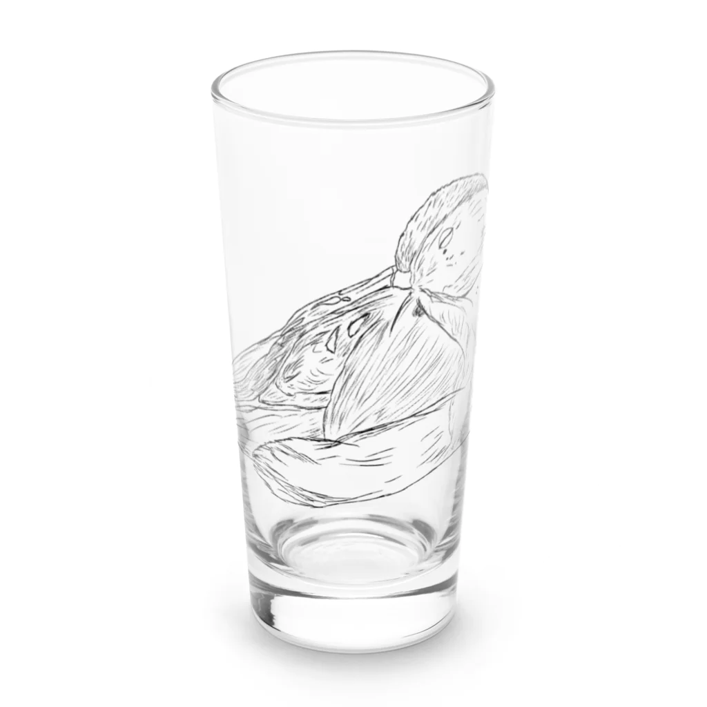 Lily bird（リリーバード）のおねんねクビワコガモ 線画 Long Sized Water Glass :front