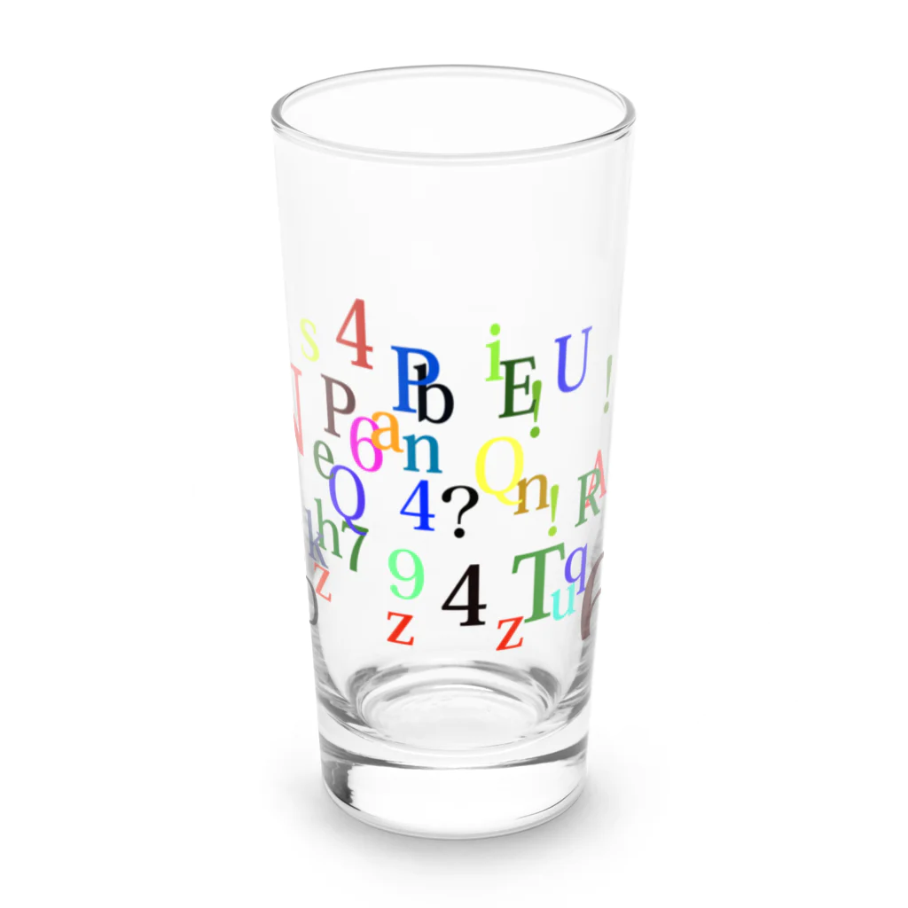 ヒラエイのアルファベットと数字の洪水 Long Sized Water Glass :front