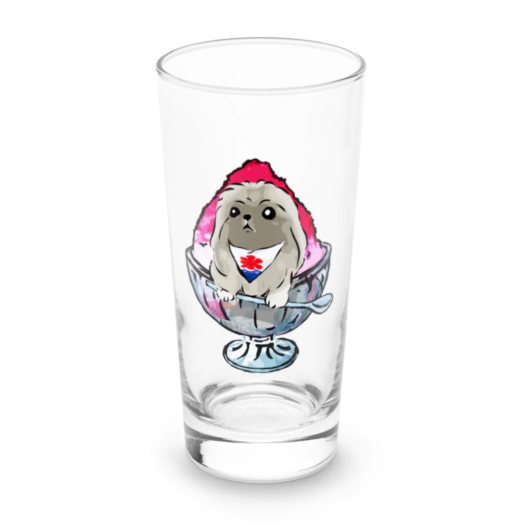 犬グッズの店しえるぶるーのかき氷ワンちゃん　氷イチゴ　ペキニーズ　フォーン Long Sized Water Glass :front