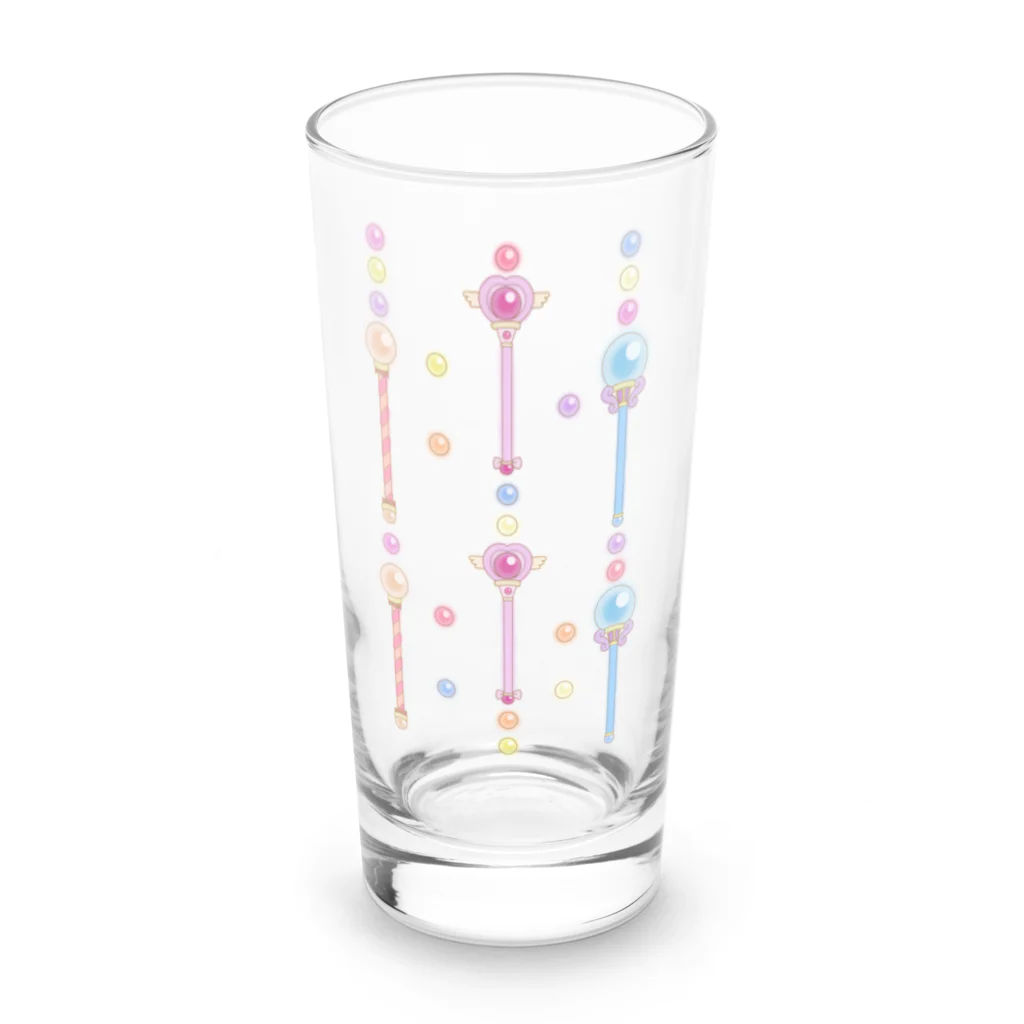 プリズモリイの箱の魔法少女のゆめかわステッキ&パステルカラーの魔法玉石～ストライプ～ Long Sized Water Glass :front