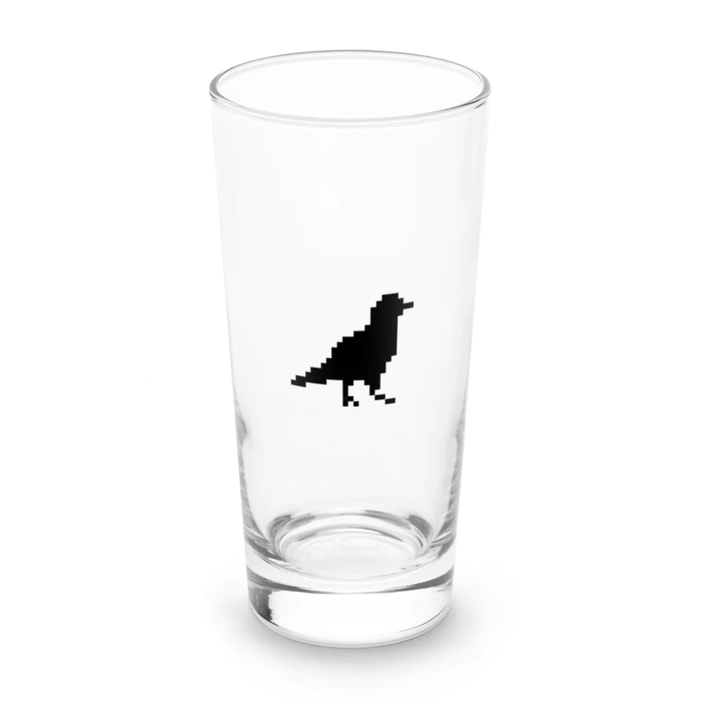 カラス工房のドット画カラス(黒) Long Sized Water Glass :front