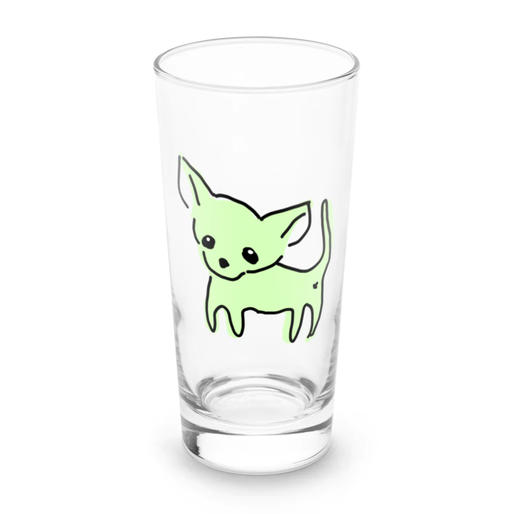 akane_art（茜音工房）のゆるチワワ（グリーン） Long Sized Water Glass :front