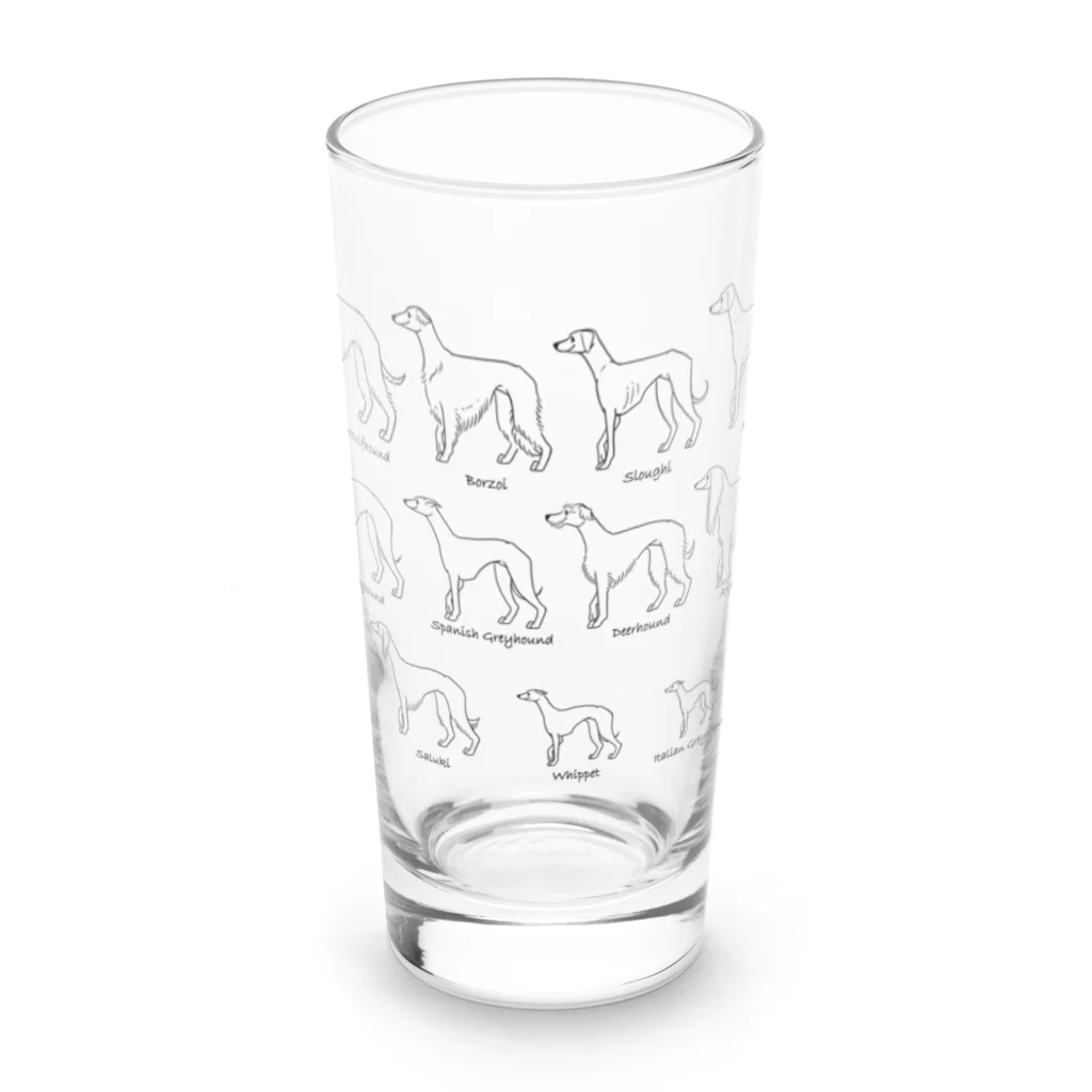 豆つぶのSighthound Friends(淡色推奨) Long Sized Water Glass :front