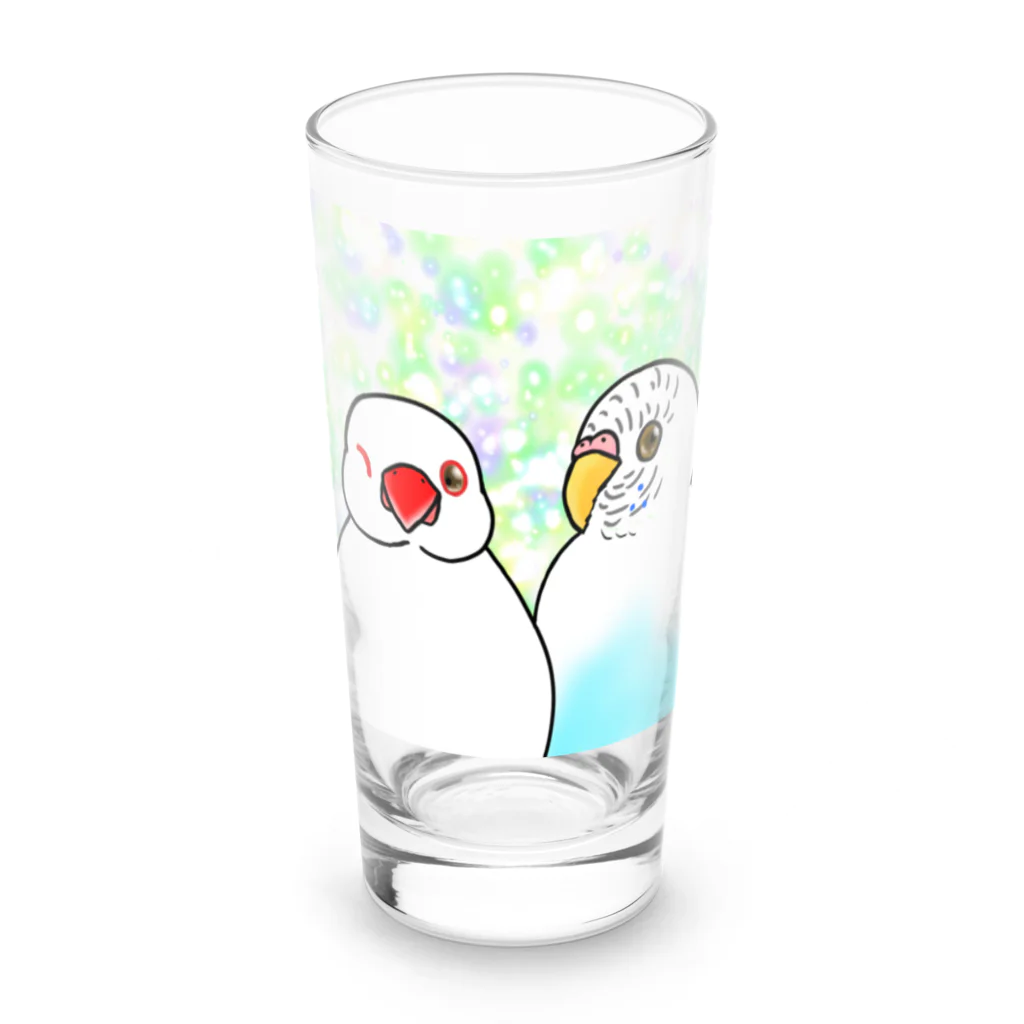 Lily bird（リリーバード）の仲良し文鳥&セキセイ Long Sized Water Glass :front