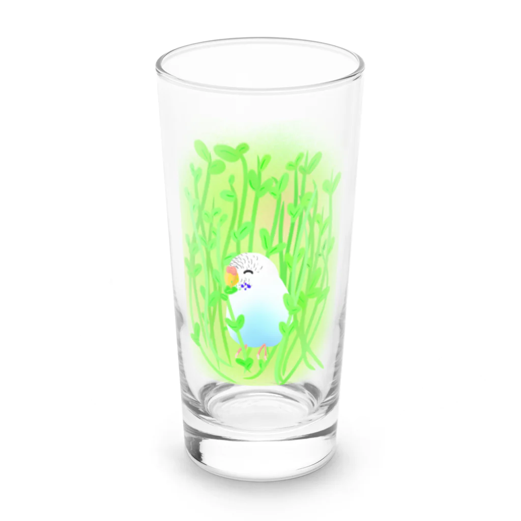 Lily bird（リリーバード）の豆苗まみれのセキセイちゃん Long Sized Water Glass :front