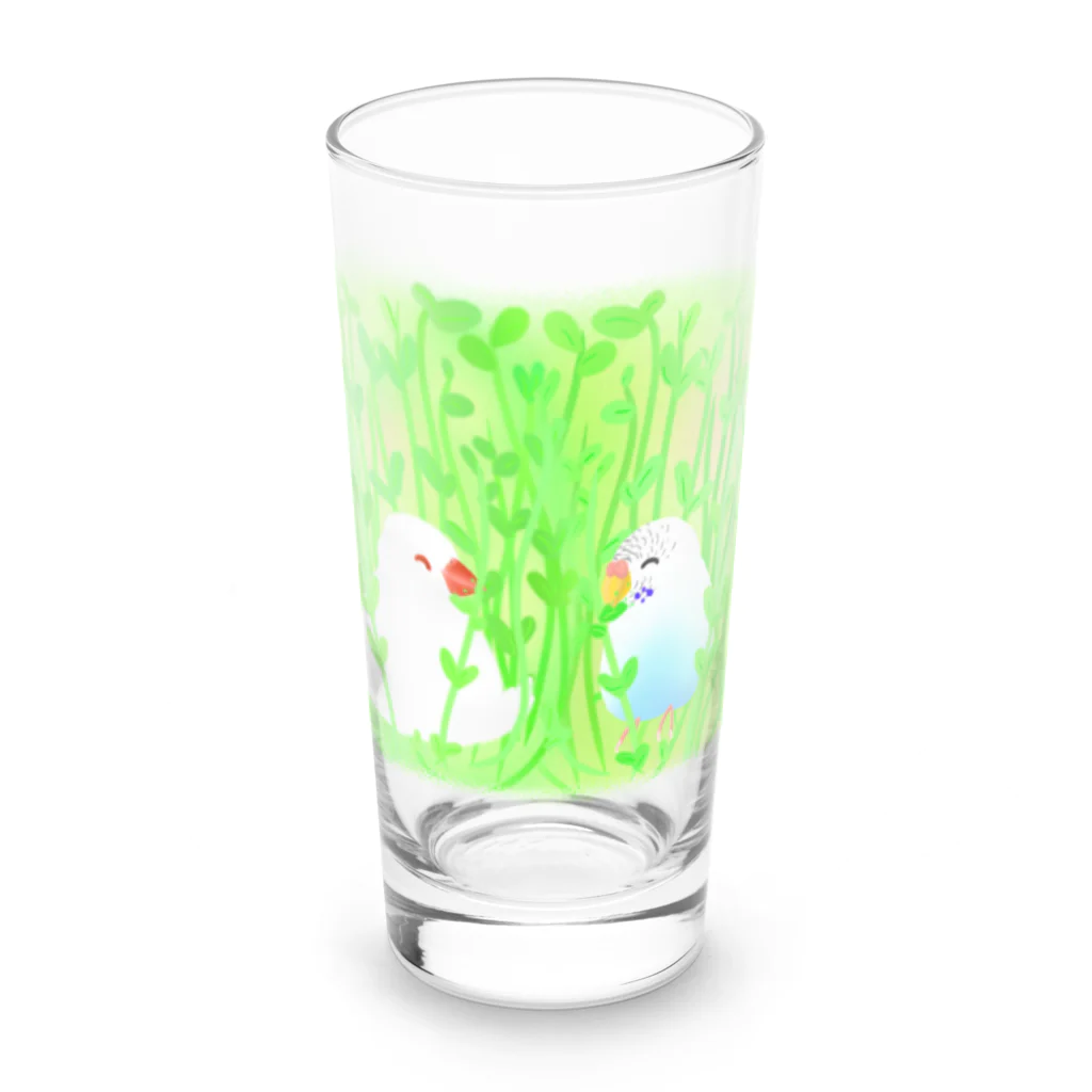 Lily bird（リリーバード）の豆苗とセキセイと文鳥と Long Sized Water Glass :front