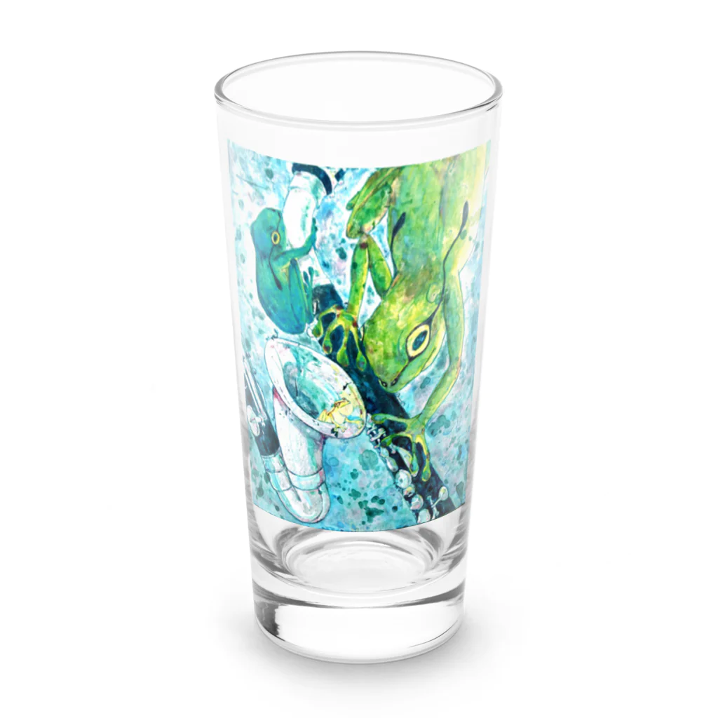 志瓜のSUZURIのカエルとアルトクラリネット Long Sized Water Glass :front