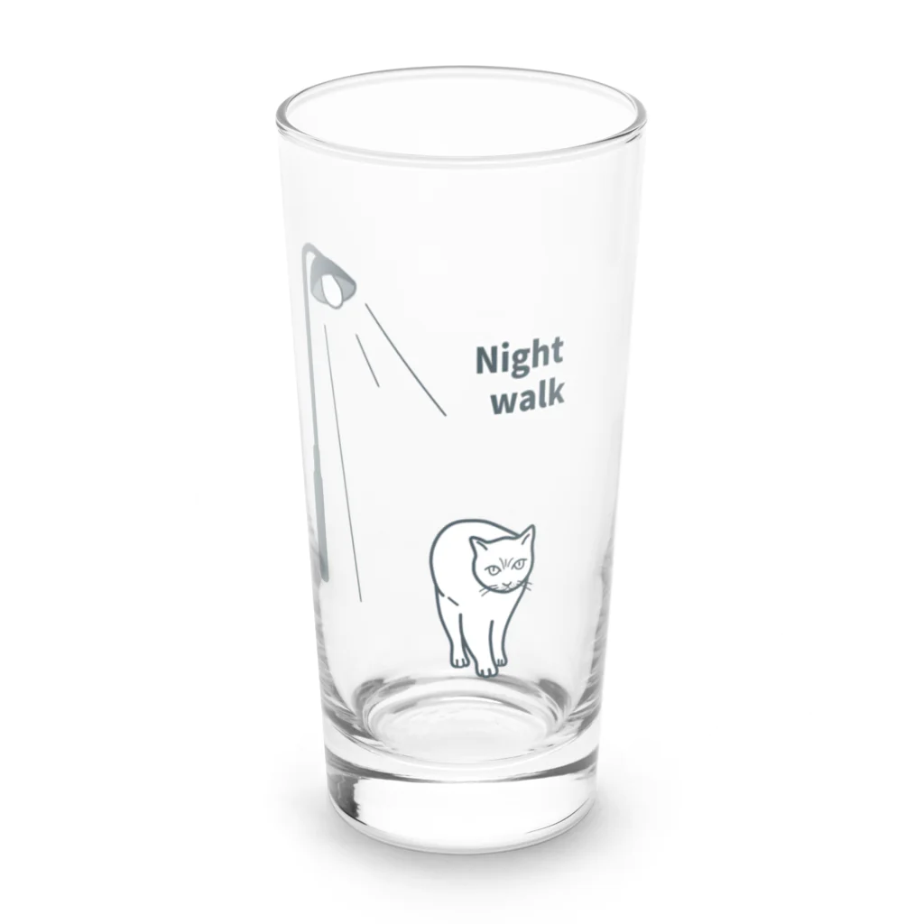 ハナのお店の夜の散歩（白猫） Long Sized Water Glass :front