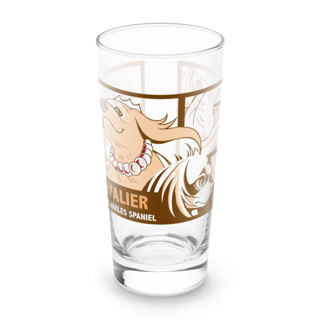 きくはうす  🐾ほぼキャバリアのアメコミ風キャバリア（セピア） Long Sized Water Glass :front