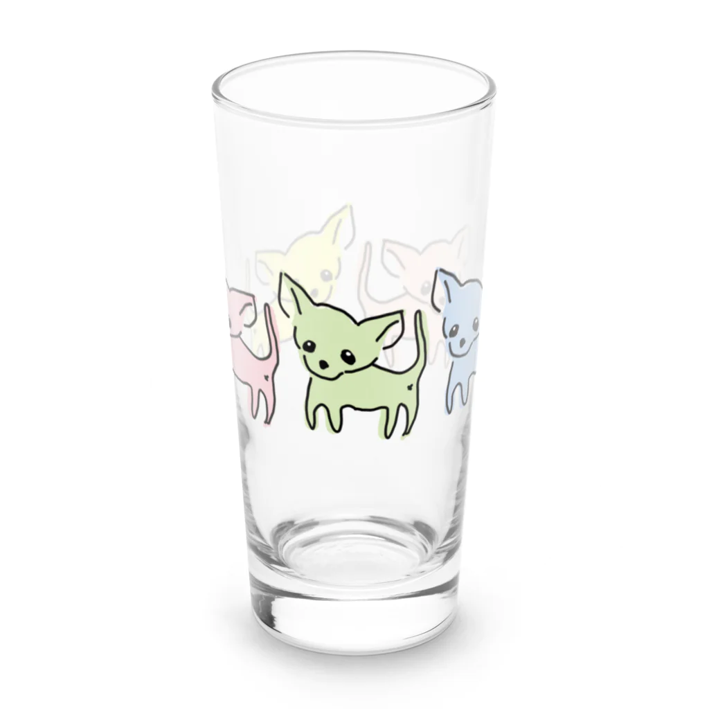 akane_art（茜音工房）のゆるチワワ（カラフル） Long Sized Water Glass :front