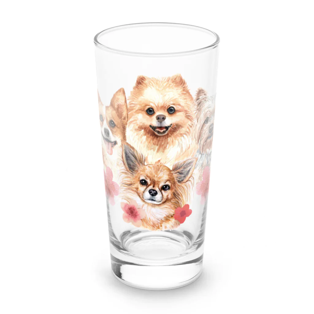 SANKAKU DESIGN STOREのお花の似合う小さい犬たち。 Long Sized Water Glass :front