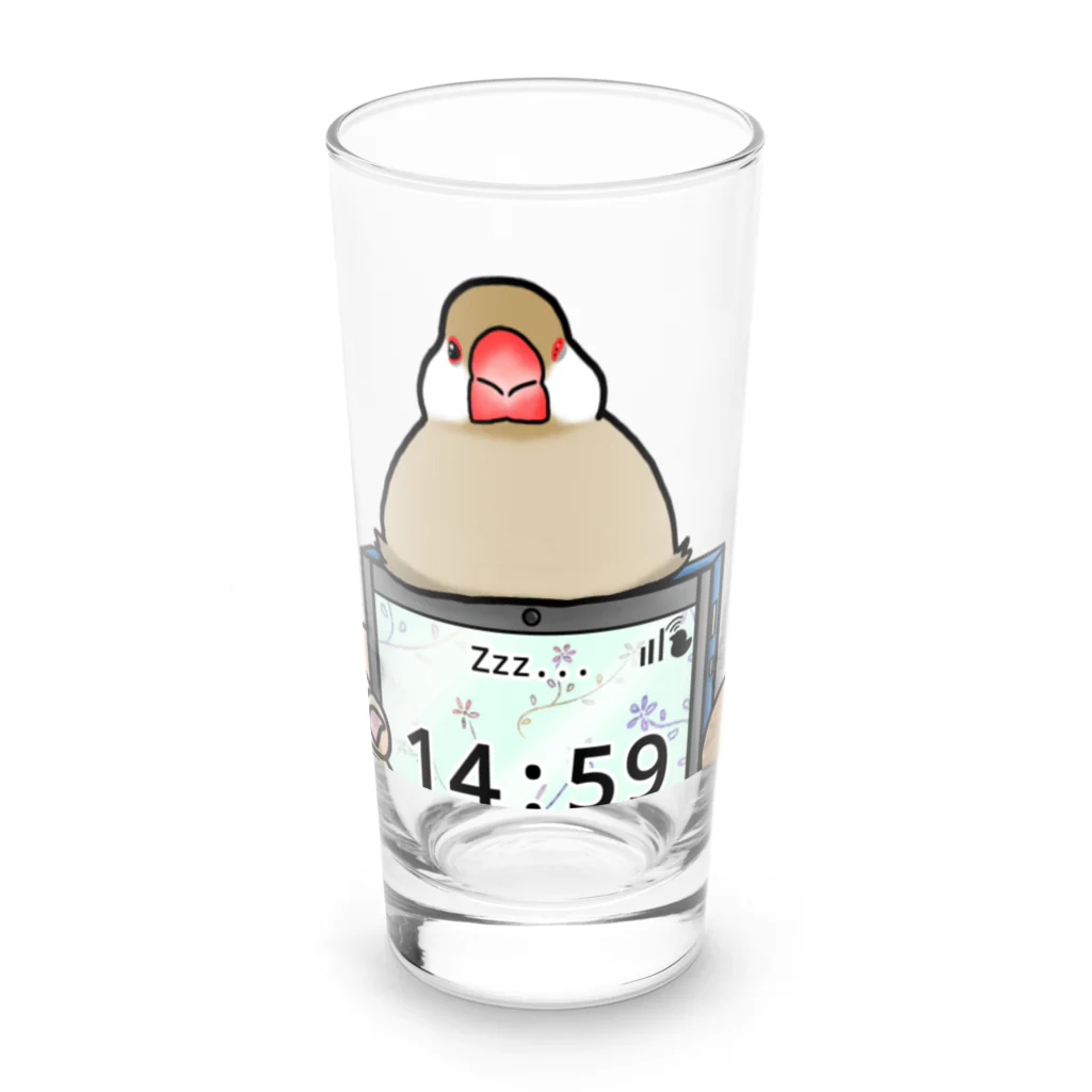 Lily bird（リリーバード）の「小鳥が眠りたがってるんだ」（シナモン文鳥） Long Sized Water Glass :front