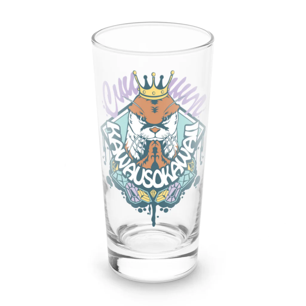 カワウソとフルーツの𝙎𝙩𝙧𝙚𝙚𝙩 𝙆𝙖𝙬𝙖𝙪𝙨𝙤（マイルドver） Long Sized Water Glass :front