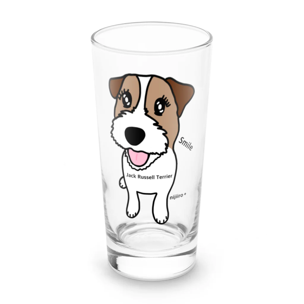 虹色PLUSのスマイル かわいいジャックラッセルテリア犬 Long Sized Water Glass :front