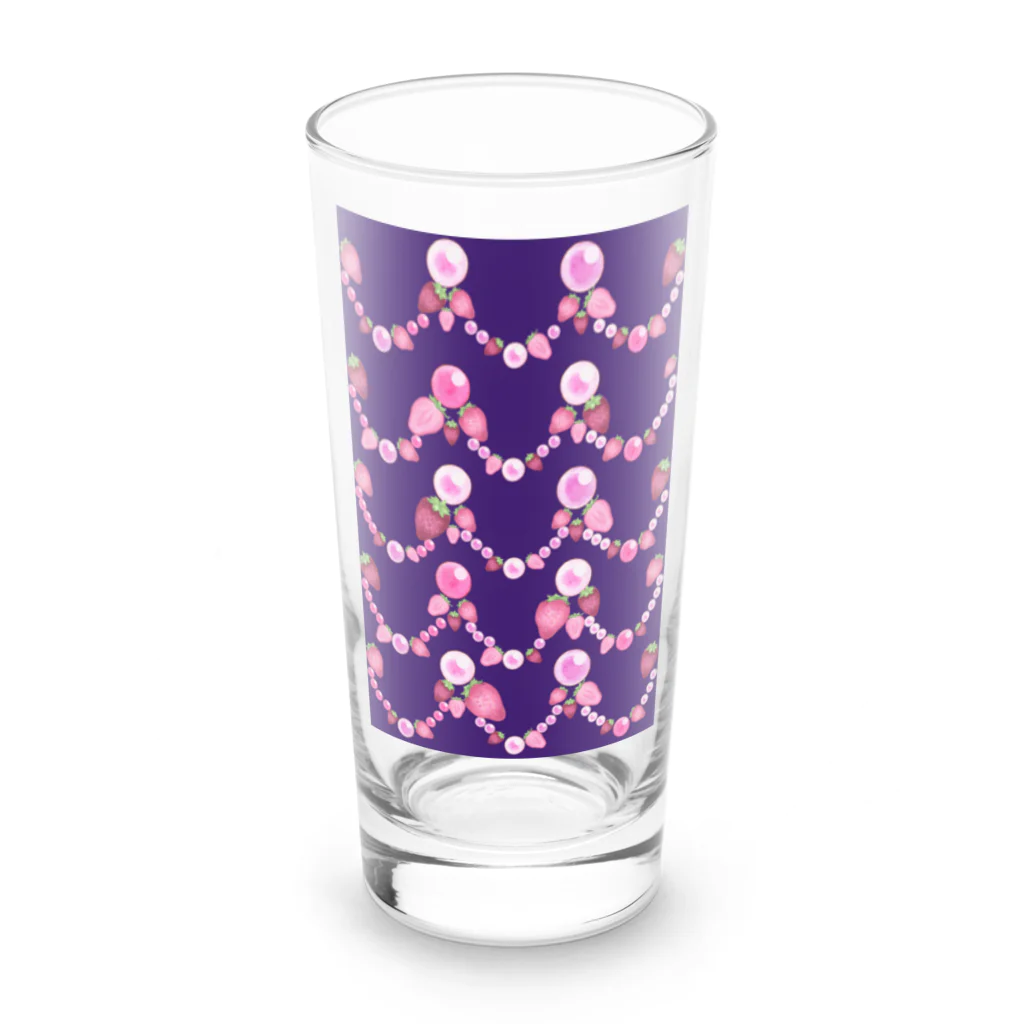 プリズモリイの箱のいちごと水晶玉のふんわり紫魔法 Long Sized Water Glass :front