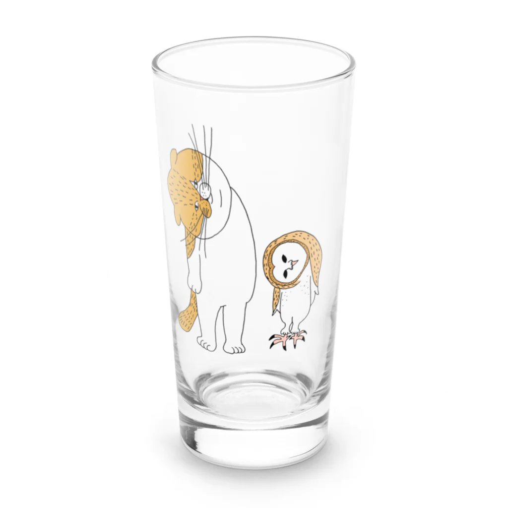 shimeji_omuのネコとメンフクロウ Long Sized Water Glass :front