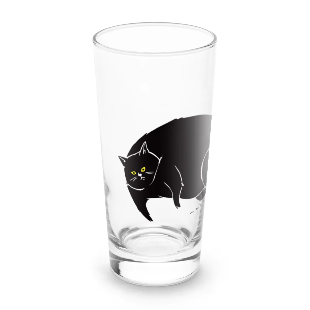 タバタ画房のふてぶてしいクロねこ Long Sized Water Glass :front