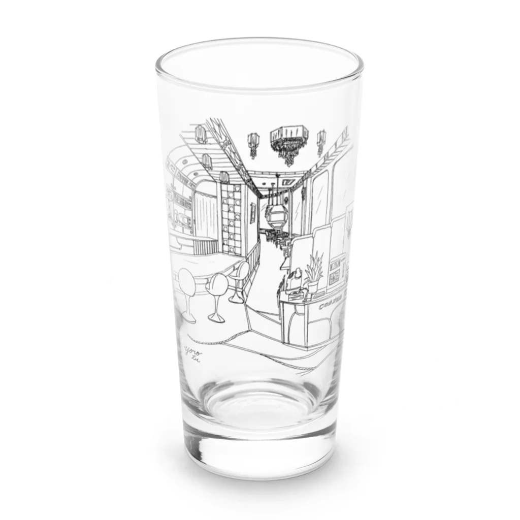 気ままに創作　よろず堂のレトロ純喫茶　黒 Long Sized Water Glass :front