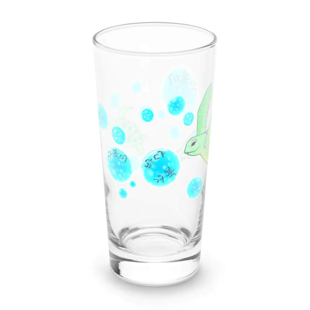 LalaHangeulの海亀さん　ハングルデザイン Long Sized Water Glass :front