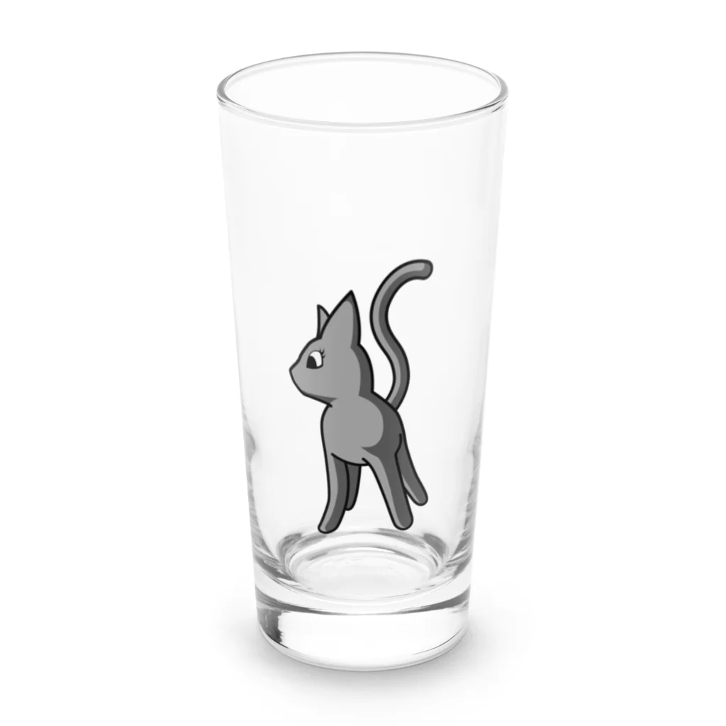 ヨープキャンが気になったの何かを見ている猫さん ブラック Long Sized Water Glass :front