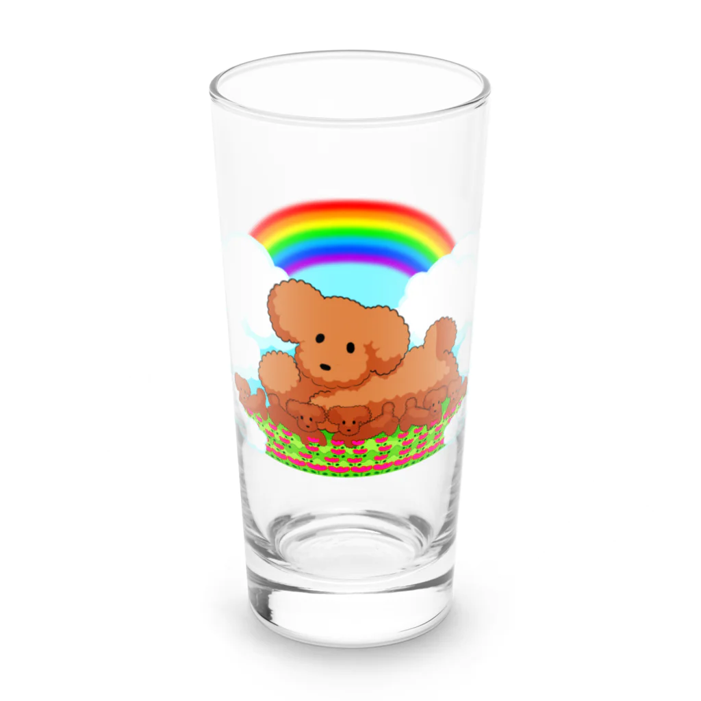 ✨🌈✨ユラクラカン🇯🇵 ✨🌈✨のトイ・プードル🌈ファミリー🌈レインボー　バージョン Long Sized Water Glass :front