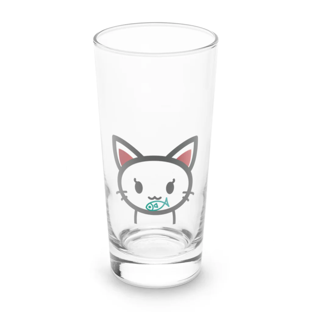 ヨープキャンが気になったの尻猫　かわいい Long Sized Water Glass :front