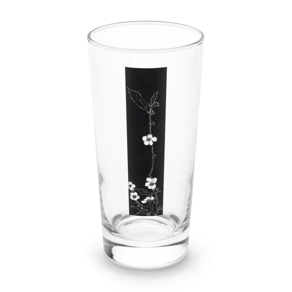 PALA's SHOP　cool、シュール、古風、和風、の白と黒　花模様 Long Sized Water Glass :front