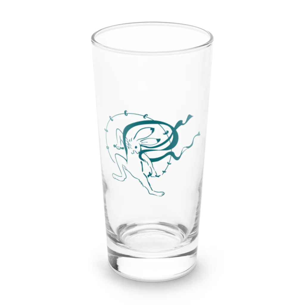 あのこの鳥獣戯画の風神雷神　トルコ石ブルー Long Sized Water Glass :front