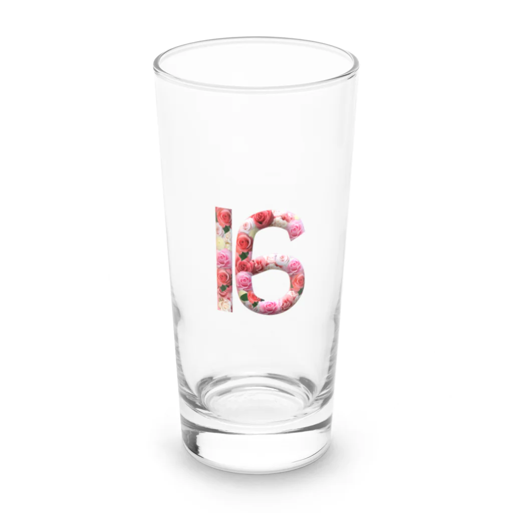 カラフルマルシェのフラワー数字シリーズ「16」 Long Sized Water Glass :front