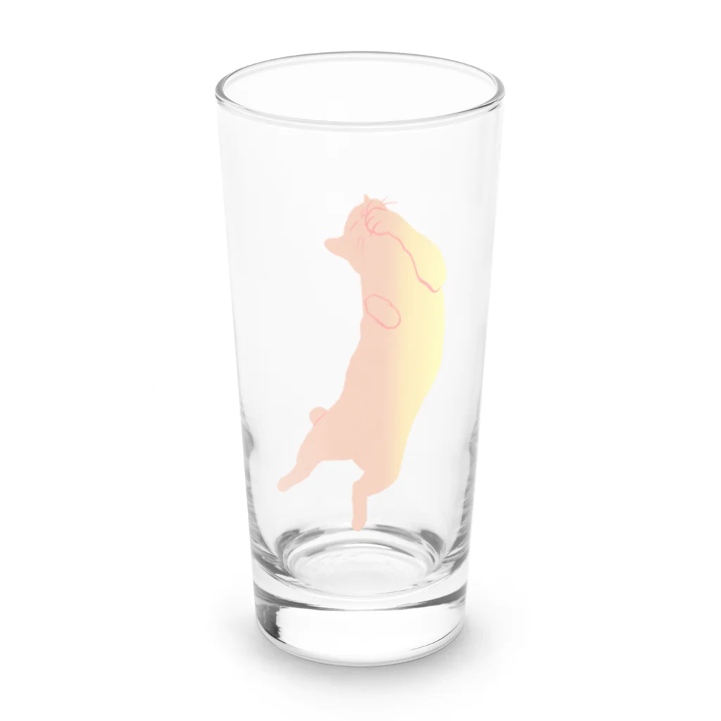 ねこや Ryoko -猫屋 りょうこ-のねこ　桃の色　ゆとり Long Sized Water Glass :front