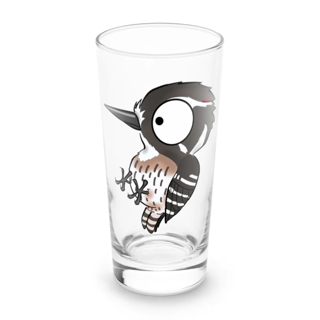 とりみちゃんの野鳥グッズのお店のコゲラ Long Sized Water Glass :front