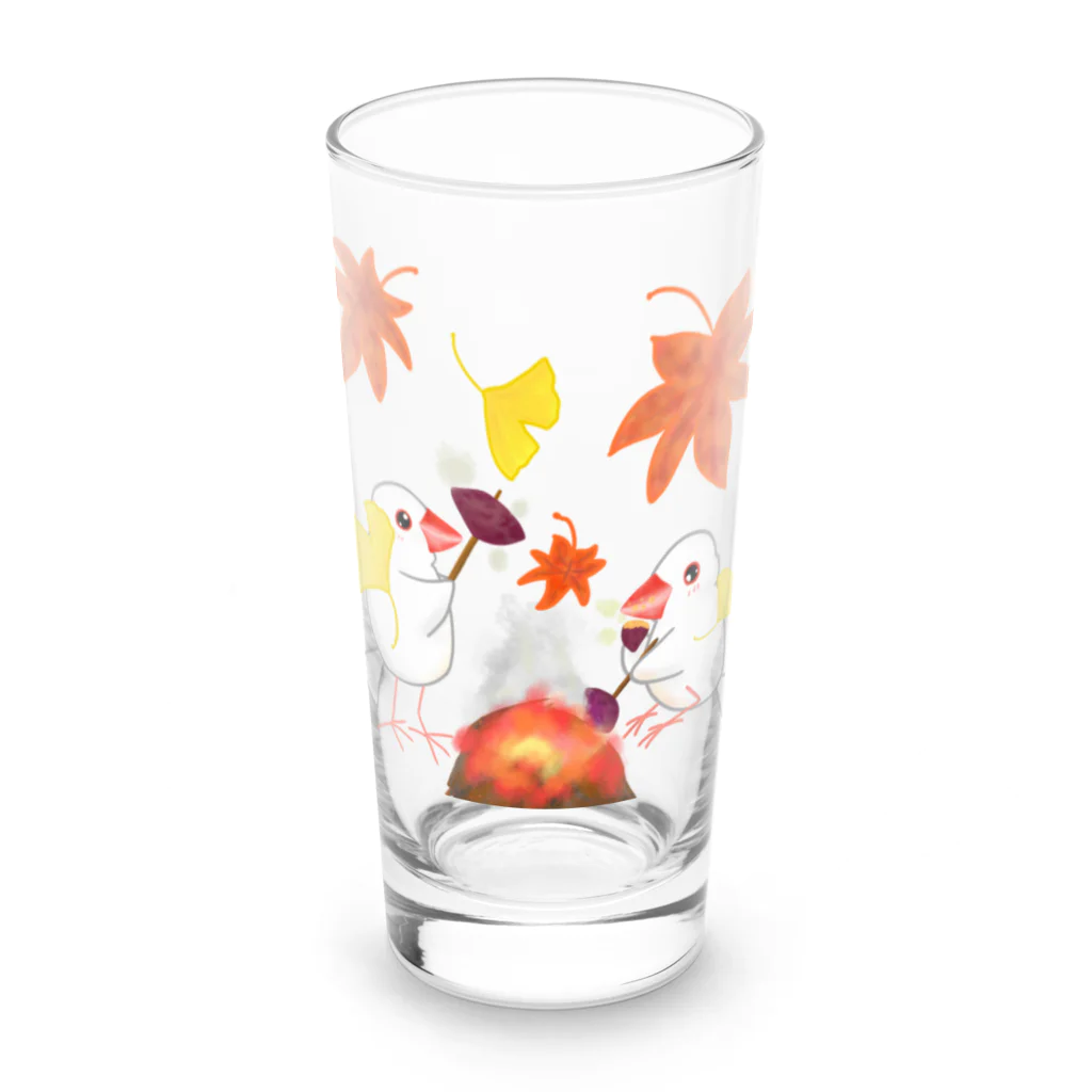 Lily bird（リリーバード）の落ち葉と焼き芋と文鳥ず Long Sized Water Glass :front