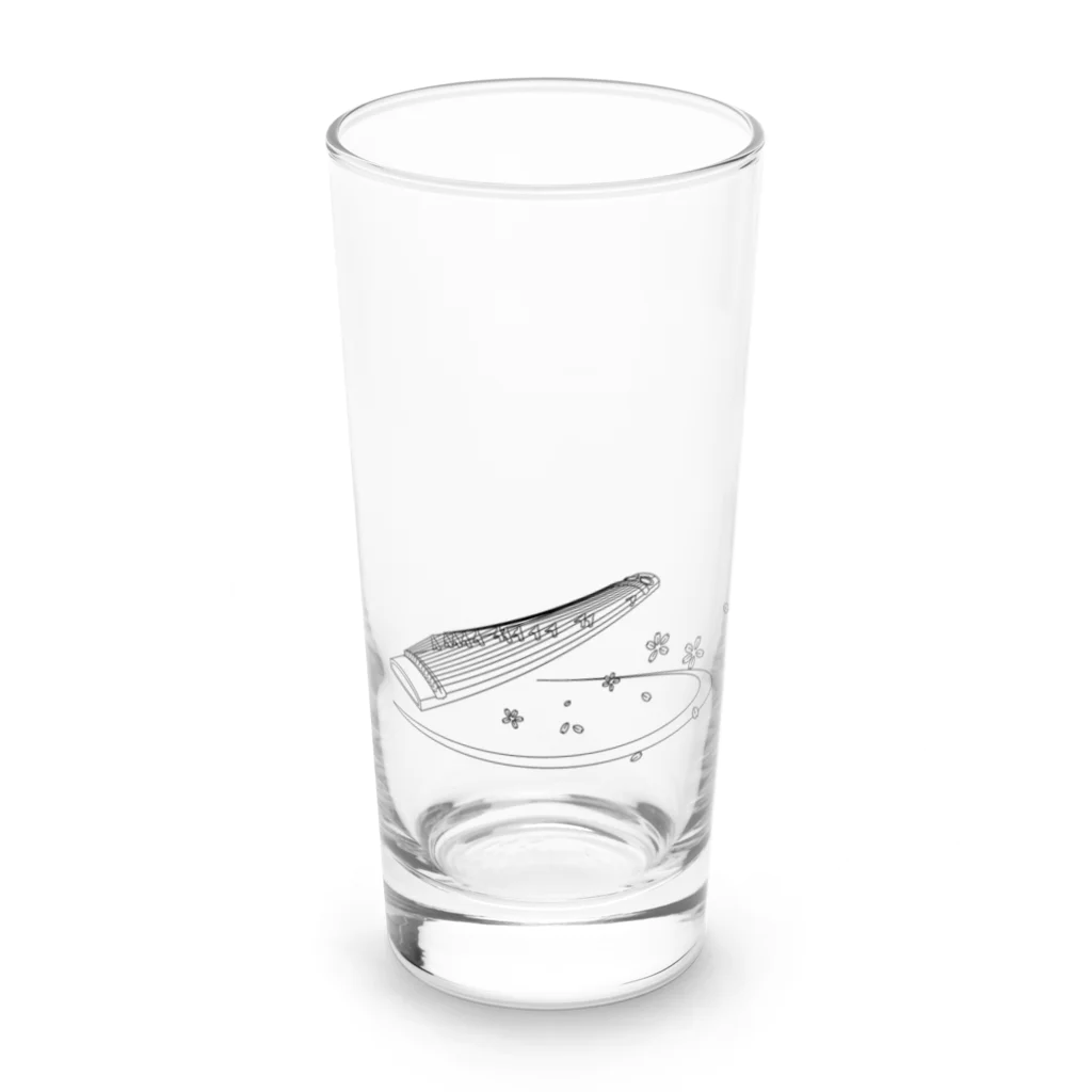 箏譜職人 織姫の箏と桜（黒線） Long Sized Water Glass :front