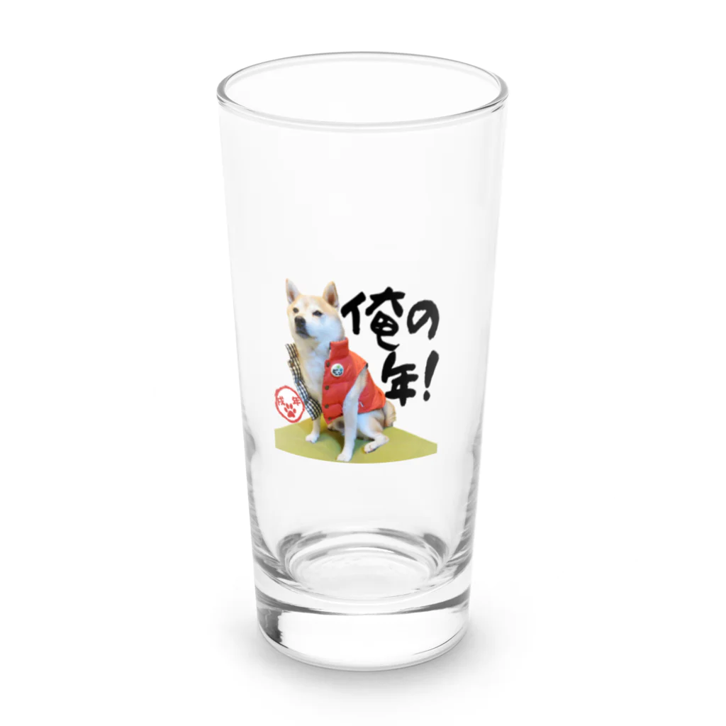 豆柴ビーンのお店の豆柴ビーンの俺の年！ Long Sized Water Glass :front