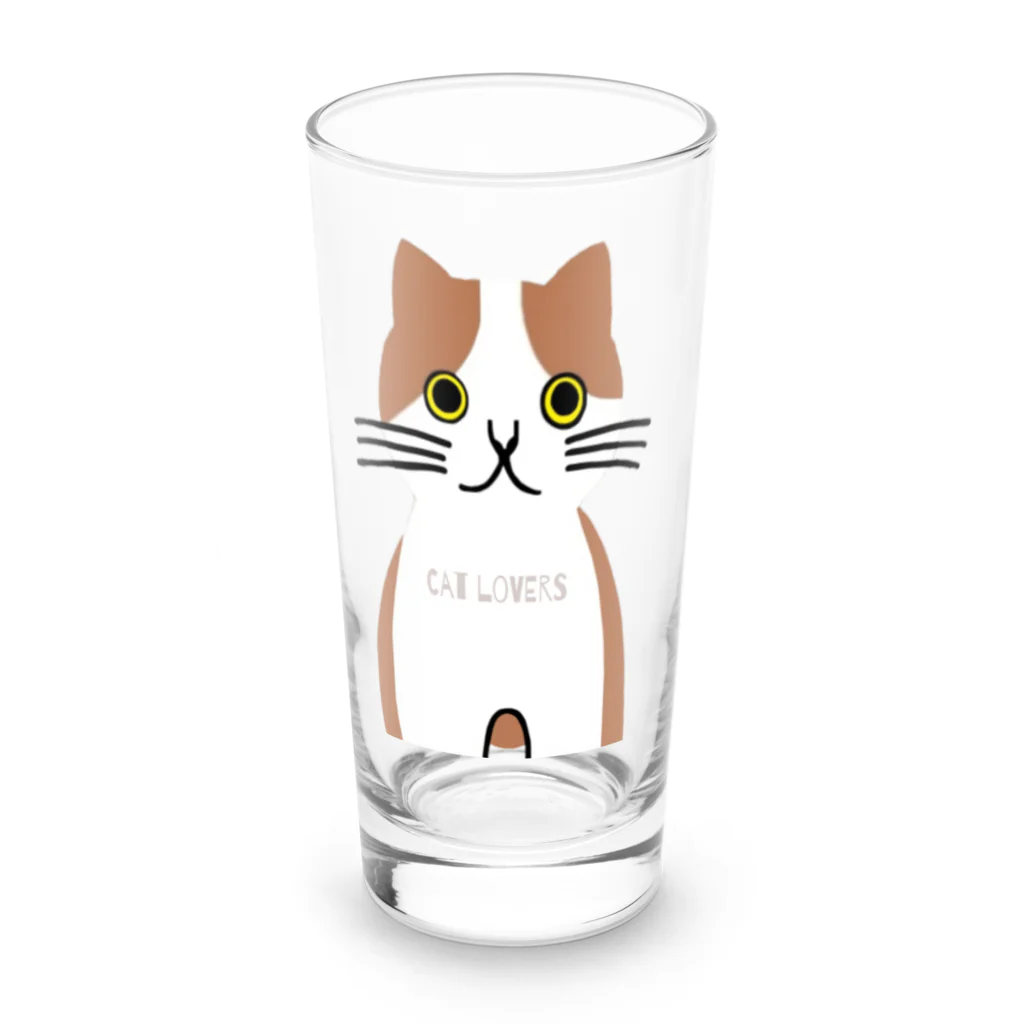 aiueoneko358の茶ハチワレちゃん Long Sized Water Glass :front