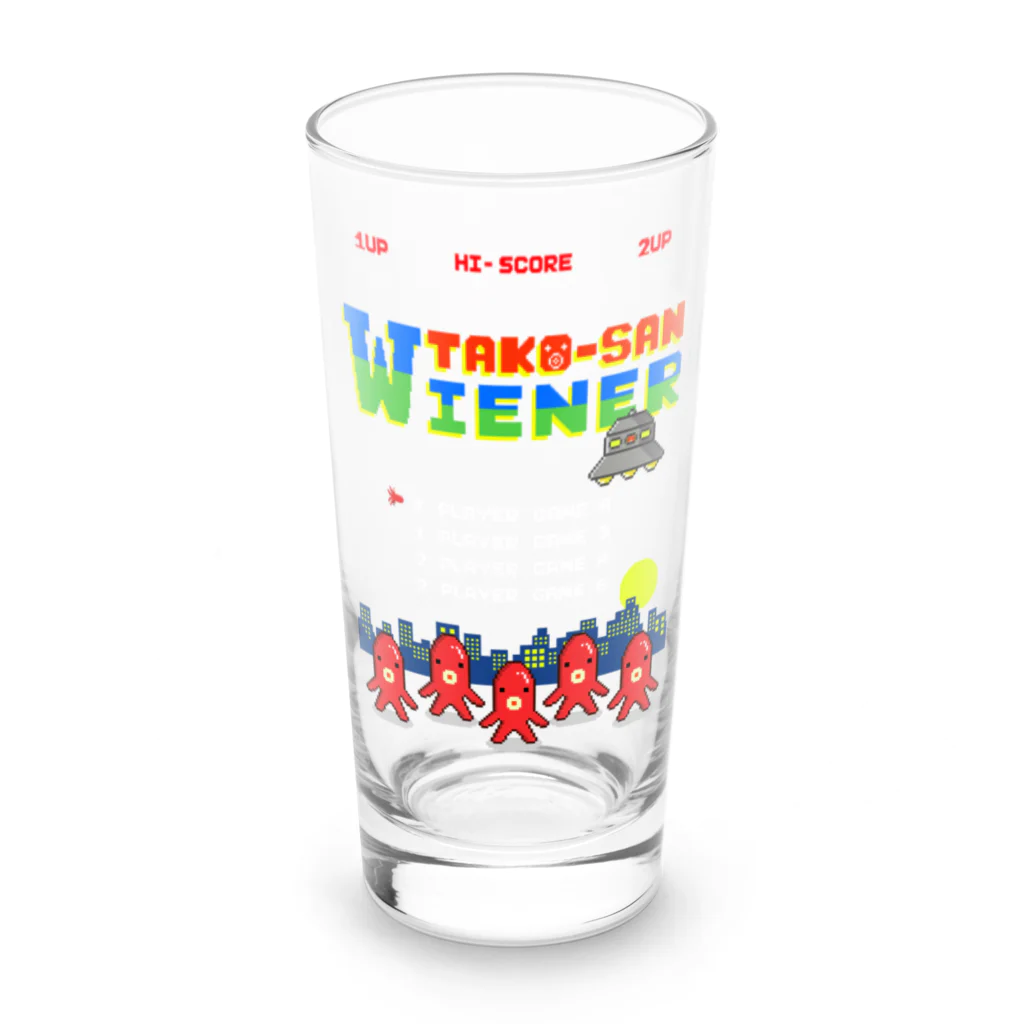 Siderunの館 B2のレトロゲーム風なタコさんウインナー Long Sized Water Glass :front