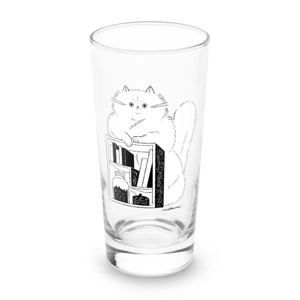 かわむショップ　suzuri支店のねこの本棚（白） Long Sized Water Glass :front