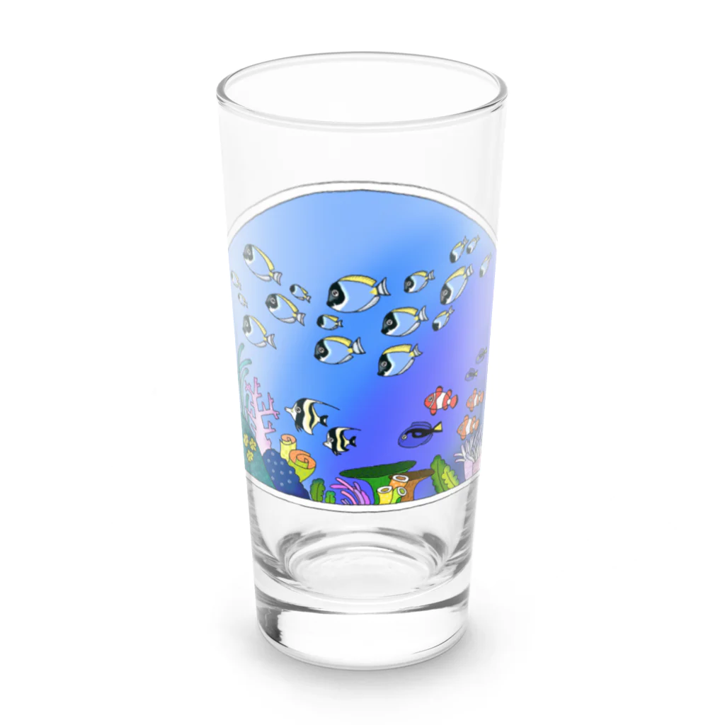 栗坊屋のパウダーブルーが泳ぐ海 Long Sized Water Glass :front