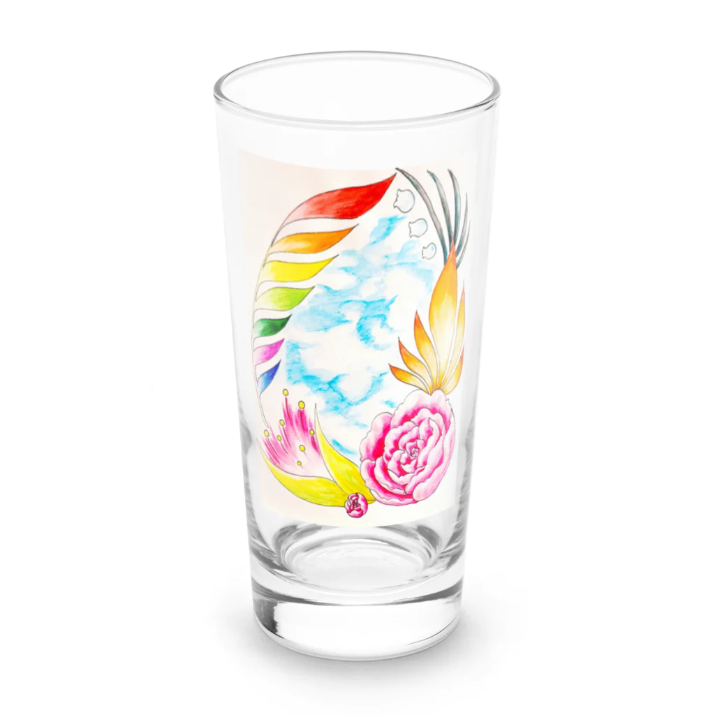 MizuHoイラストショップのお花と虹と空 Long Sized Water Glass :front