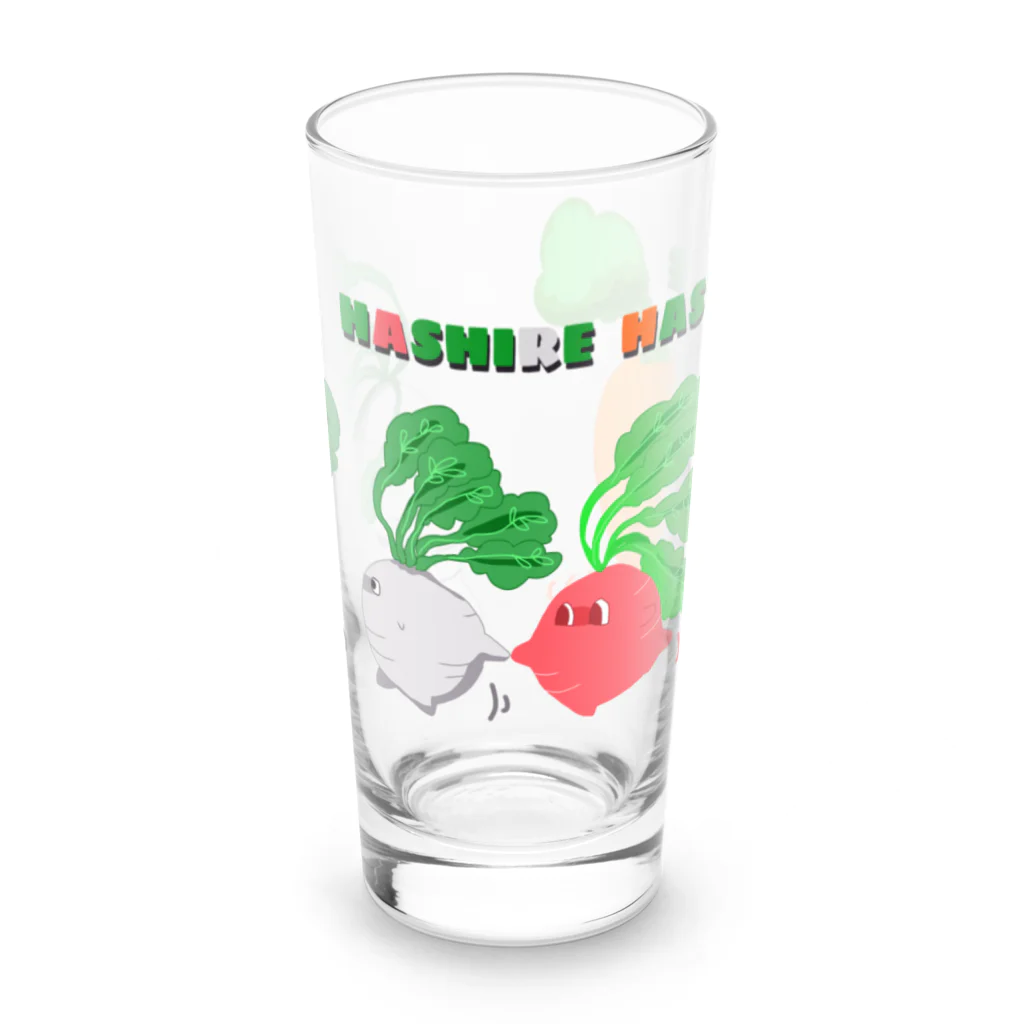 翠色の眼鏡の走れ走れ根菜ズ。 Long Sized Water Glass :front