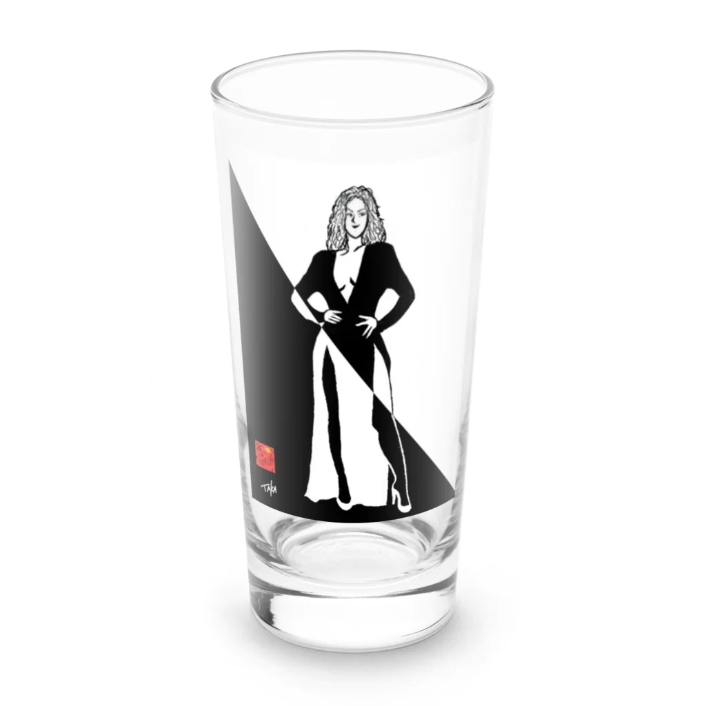 京都の魔雑貨堂の白と黒の女 Long Sized Water Glass :front