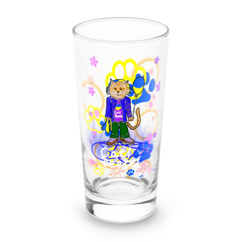 AkironBoy's_ShopのCat！  Peace！(猫！平和！)〜皆も平和ニャァー‼︎ Long Sized Water Glass :front