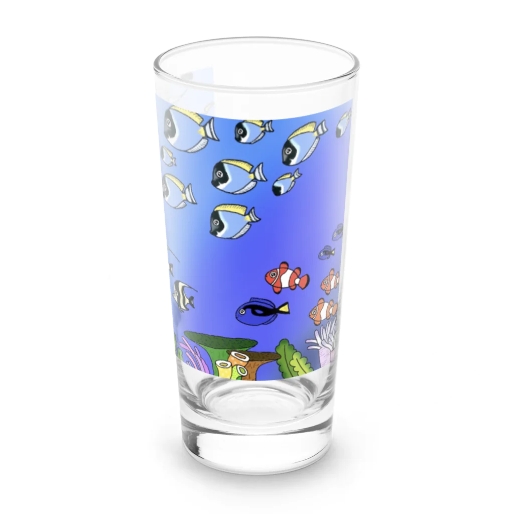 栗坊屋のパウダーブルーが泳ぐ海 Long Sized Water Glass :front