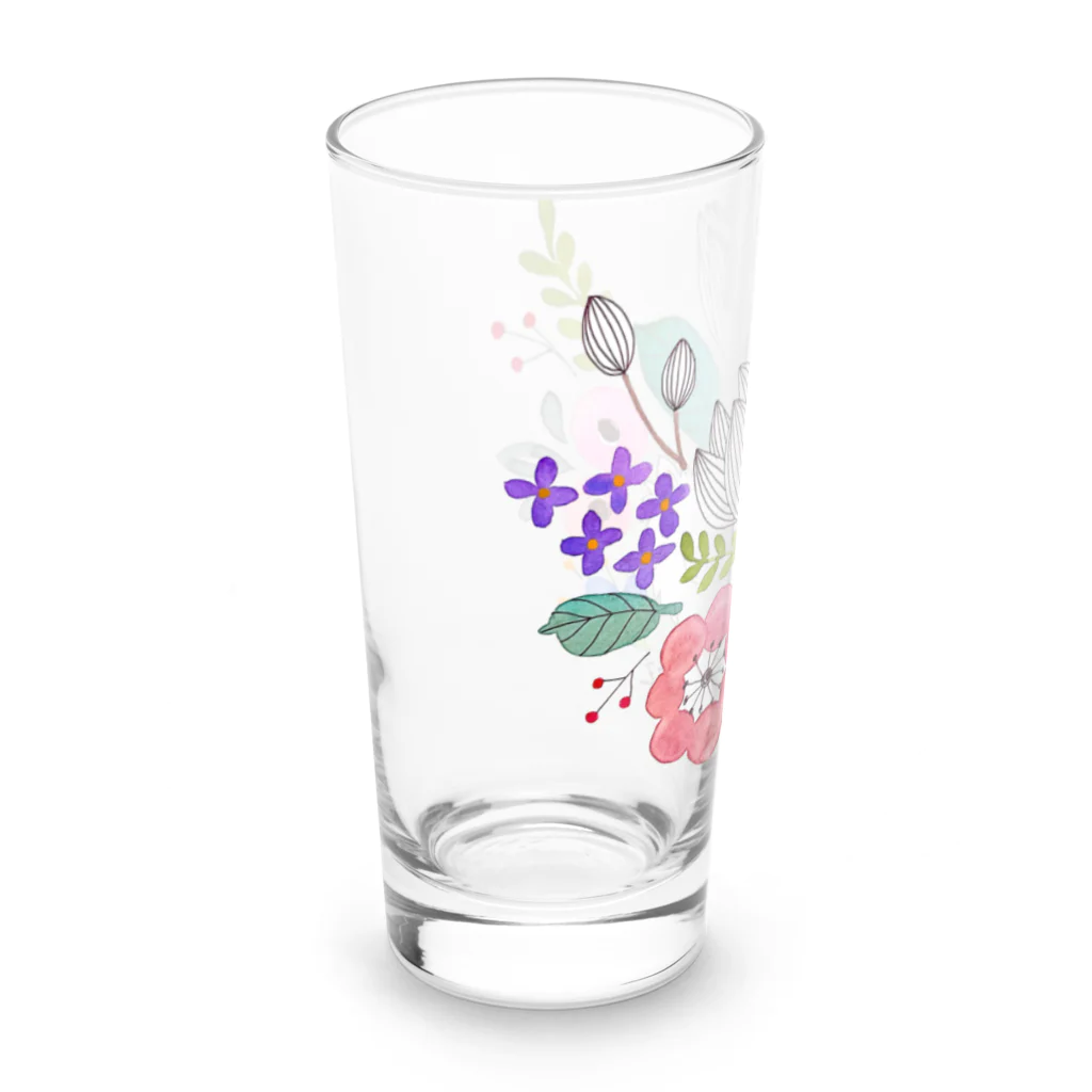 もくもくモクレンの日本スピッツデザインショップのスピッツとお花 Long Sized Water Glass :left