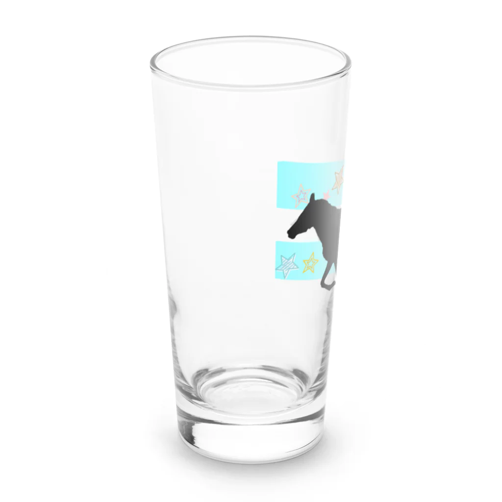 うまがすきの走る馬(ブルー) Long Sized Water Glass :left