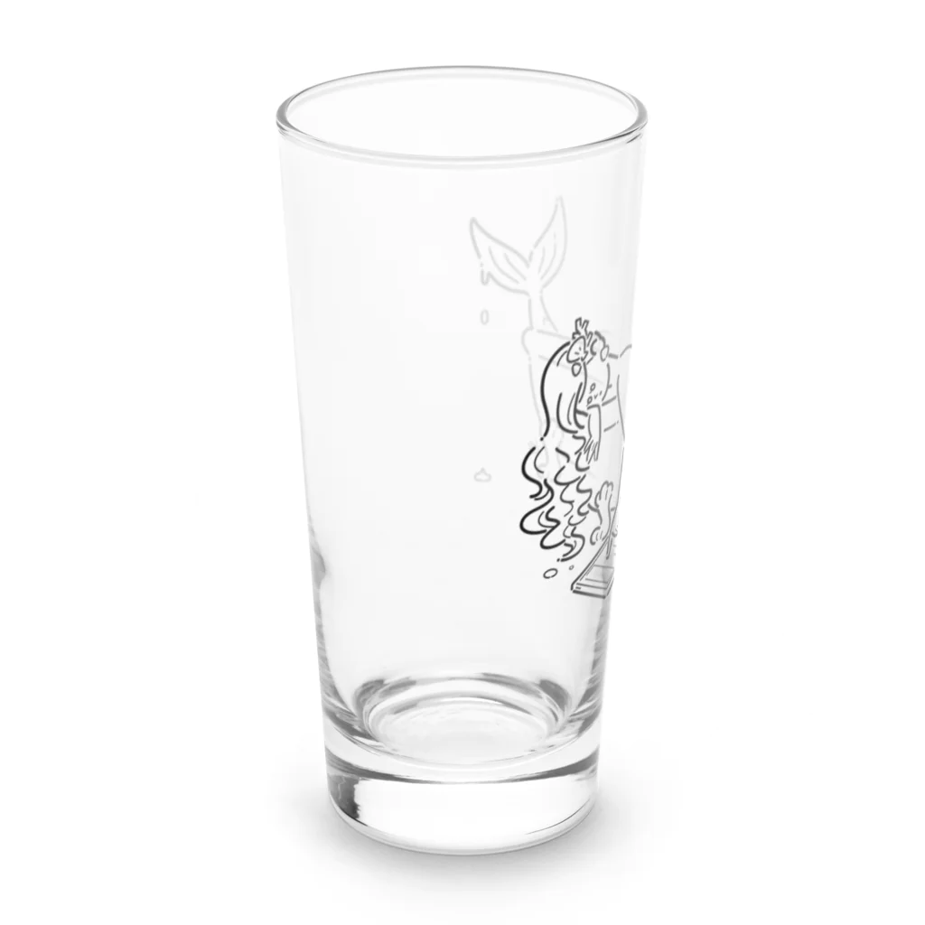 サトウノリコ*の浴室でタブレットを使う人魚【くろ】 Long Sized Water Glass :left